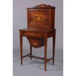 A LATE VICTORIAN INLAID ROSEWOOD LADY'S WRITING/WORK DESK, CIRCA 1890,