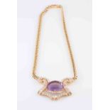 AN AMETHYST AND DIAMOND NECKLACE,