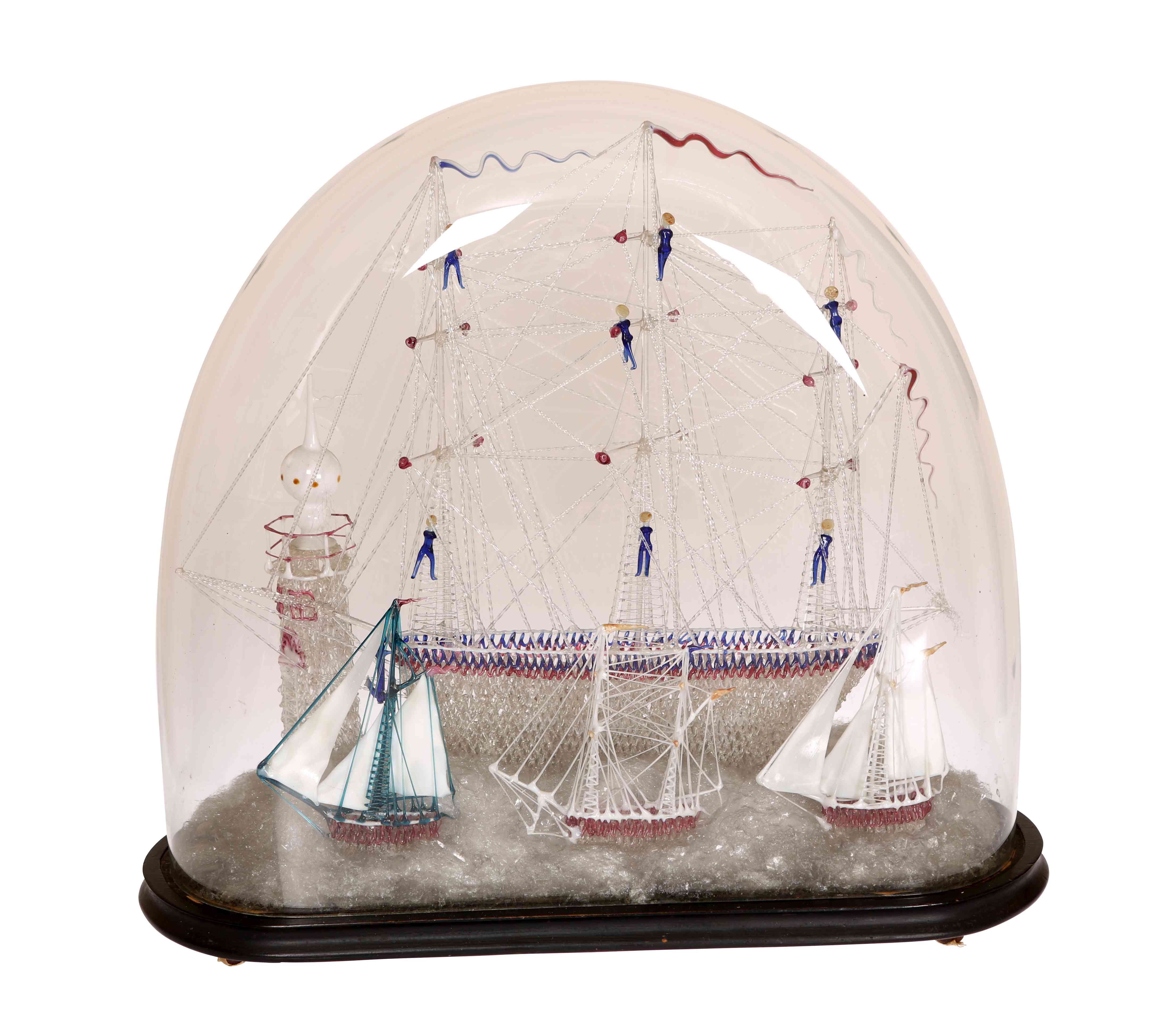 A VICTORIAN NAILSEA TYPE GLASS FRIGGER OF A THREE-MASTED GALLEON, - Image 2 of 2