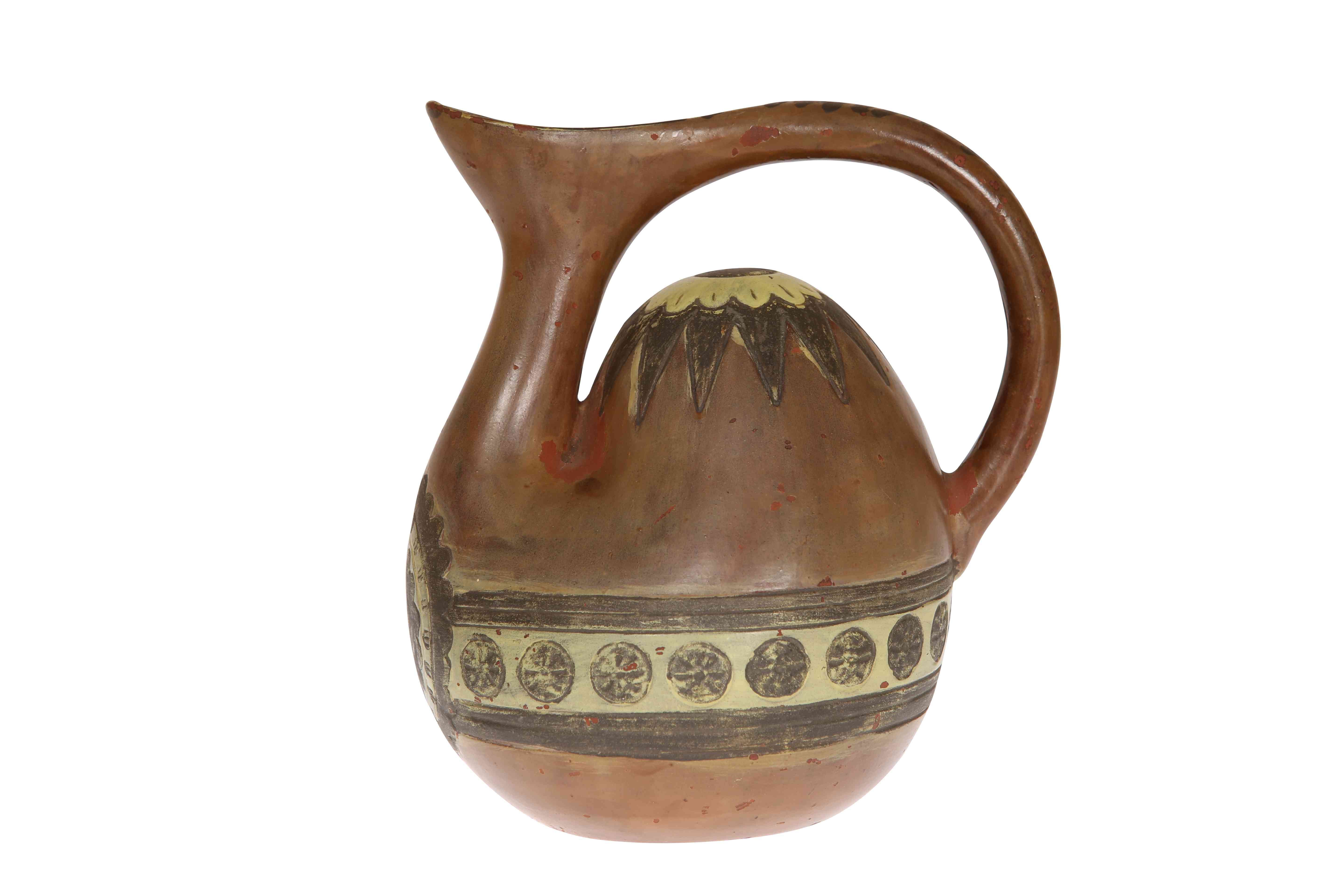 CHRISTOPHER DRESSER FOR LINTHORPE POTTERY A HUMP BACK WATER JUG, NO.