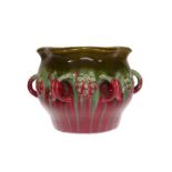 LINTHORPE POTTERY A JARDINIERE WITH DOUBLE RING HANDLES, NO.