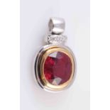 A PINK TOURMALINE AND DIAMOND PENDANT,