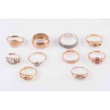 A COLLECTION OF TEN GOLD RINGS, most stamped 9ct or 375. Total weight 18.8gms.