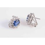 A PAIR OF SAPPHIRE AND DIAMOND EARRINGS,