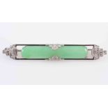 A JADEITE AND DIAMOND BROOCH,