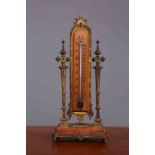 A 19TH CENTURY GILT METAL MOUNTED DESK THERMOMETER, of easel form.