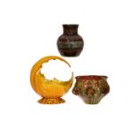 LINTHORPE POTTERY A GROUP OF THREE ITEMS, comprising a vase designed by Christopher Dresser,