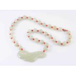 A JADEITE AND CORAL NECKLACE,