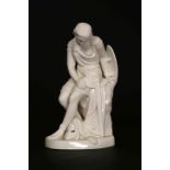 AFTER JOHN BELL, A MINTON PARIAN FIGURE OF CLORINDA, the seated figure wearing mail and a shield,