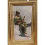 ITALIAN SCHOOL (19TH CENTURY), YOUNG LADY PLAYING A STRINGED INSTRUMENT,