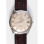 AN OMEGA CONSTELLATION AUTOMATIC CHRONOMETER, with silvered pie-pan dial, baton markers,