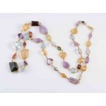 A MULTI GEM SET NECKLACE,