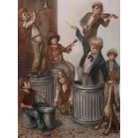 BARRY LEIGHTON JONES (1932-2011), DUSTBIN SYMPHONY, signed and dated (19)75, oil on canvas, framed.