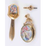 A FINE SWISS ENAMEL FOB WATCH, 19TH CENTURY, signed A.