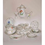 A COLLECTION OF 20TH CENTURY MEISSEN, comprising hors d'oeuvre dish, coffee pot, tureen and cover,