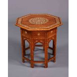 A SOUTH-EAST ASIAN INLAID HARDWOOD OCCASIONAL TABLE, of octagonal form.