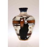 A MOORCROFT "WHO GOES THERE" VASE, first quality, retains original price label of £555. 18.