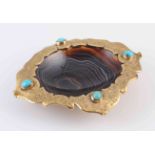 A TURQUOISE AND AGATE SALT, 18TH/19TH CENTURY,