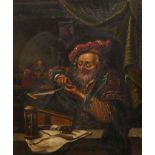 CONTINENTAL SCHOOL, THE MUSICIAN AND THE SCRIBE, A PAIR, each signed, oils on tin, framed. 19.