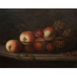 19TH CENTURY SCHOOL, STILL LIFE, A PAIR, oils on canvas, framed. 29.5cm by 35.