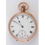 A 9 CARAT GOLD OPEN-FACE POCKET WATCH, BIRMINGHAM 1915,