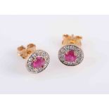 A PAIR OF RUBY AND DIAMOND EARRINGS,