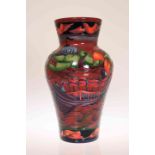 A RARE MOORCROFT "FLAMBE GLORIANA" VASE, first quality, retains original price label of £2,720.