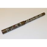 A CHINESE CLOISONNE BRUSH, PROBABLY 19TH CENTURY, cylindrical with pull-off cover,