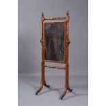 AN EARLY 19TH CENTURY MAHOGANY CHEVAL MIRROR,