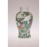 A CHINESE FAMILLE VERTE VASE, KANGXI STYLE, LATE 19TH/EARLY 20TH CENTURY, of baluster form,