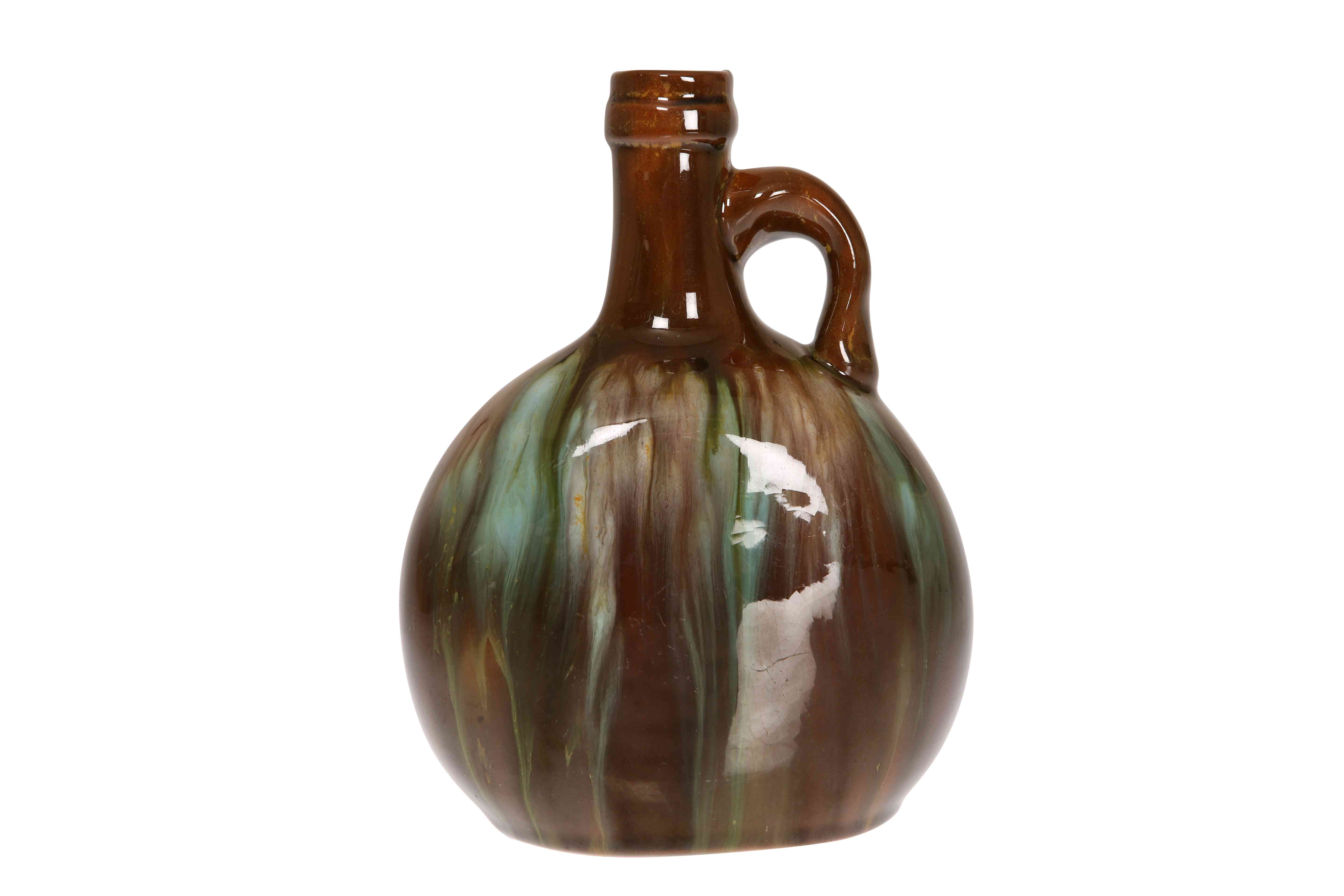 CHRISTOPHER DRESSER FOR LINTHORPE POTTERY A VASE OF FLASK FORM,