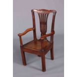 A BEECH AND OAK CHILD'S CHAIR IN COUNTRY CHIPPENDALE STYLE,