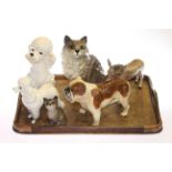 Tray lot with Beswick including donkey and Sylvac animals