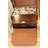 Two old boxes with buttons and cottons and dressing case