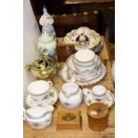 Spode Trapnell Sprays tea china, dishes, wooden boxes,