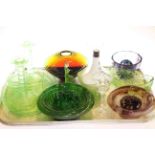 Coloured glassware with Art Deco trinket set