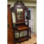 Late Victorian carved mahogany mirror back hallstand