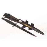 WWII dagger and leather scabbard