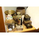 Brasswares, boxes, buddha, horn,