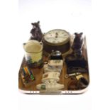 Two Black Forest bear carvings, Black Forest bear ashtray, Ronson Touch-Tip lighter,
