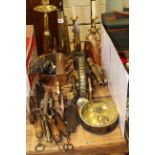 Copper and brass including desk cannons, shell cases, steels, horse brasses,