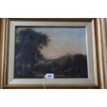 Figure in Landscape, unsigned, oil on canvas, framed, 29cm by 38.