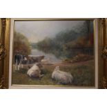 M.G. Roberts, The Wharfe at Wetherby in Autumn, signed lower left, oil on board, framed, 48.