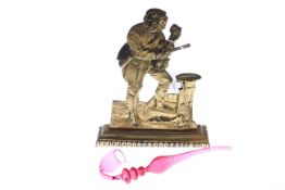 Brass figure door stop and ruby glass pipe (2)