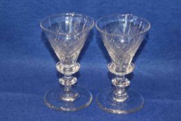Pair 19th Century knop stem wine glasses