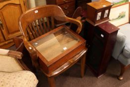 Office elbow chair, two display cabinets,