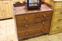 Victorian pine 3/4 gallery backed chest of two short above two long drawers