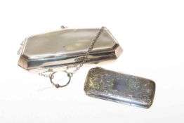 Silver purse and small silver engraved cigarette case (2)