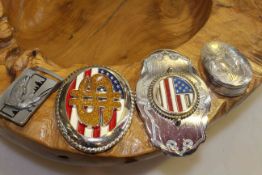 Silver oval box and buckles