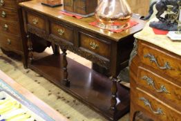 Period style oak three drawer potboard dresser
